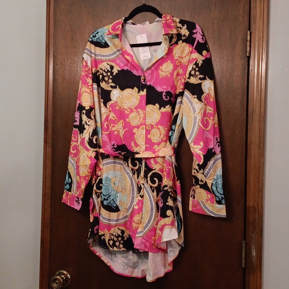 New plus size 18 3x colorful dress button up